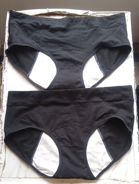 Black Cotton Menstrual Bikini Briefs - Pack of 2